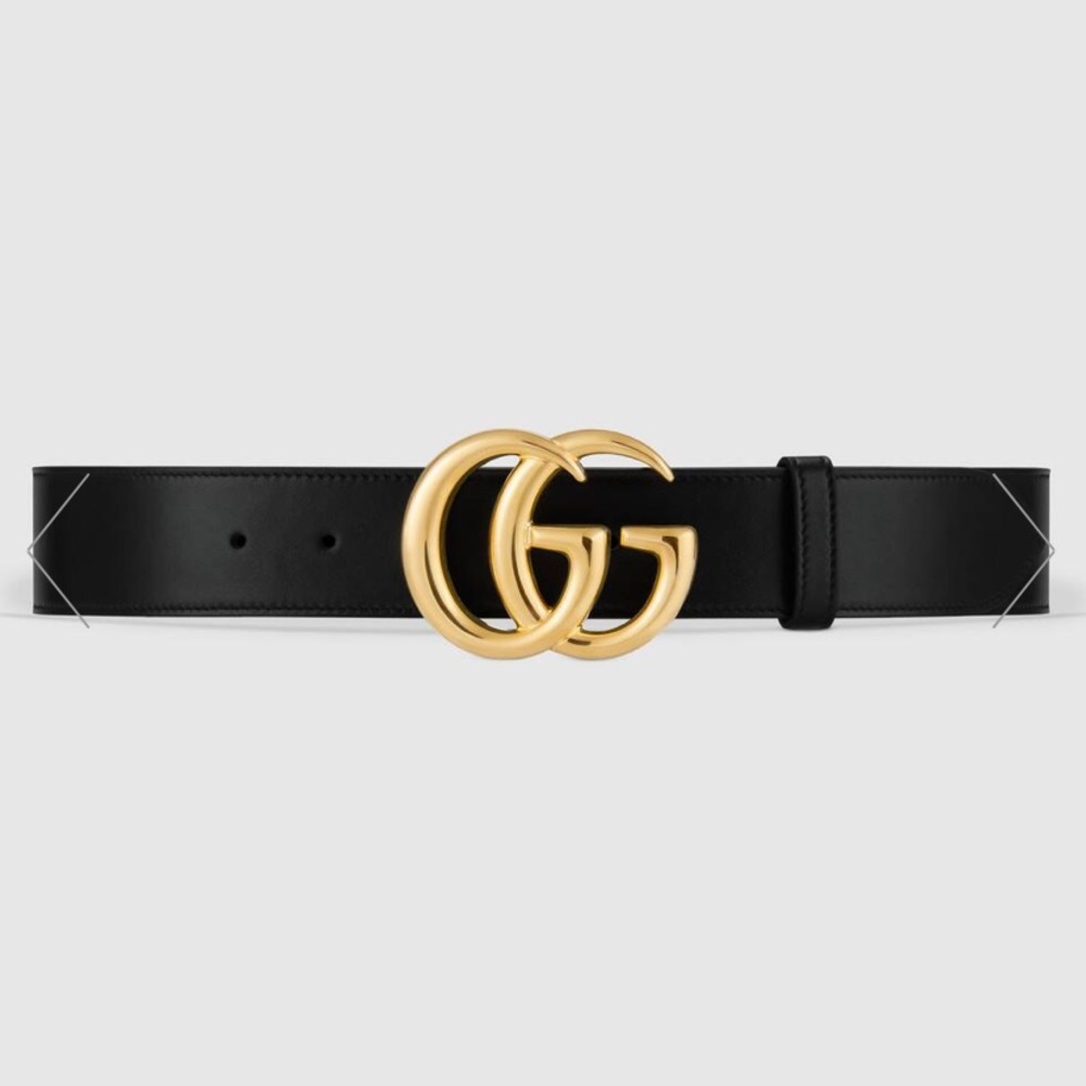 Gucci GG Marmont Leather Belt with Shiny Buckle